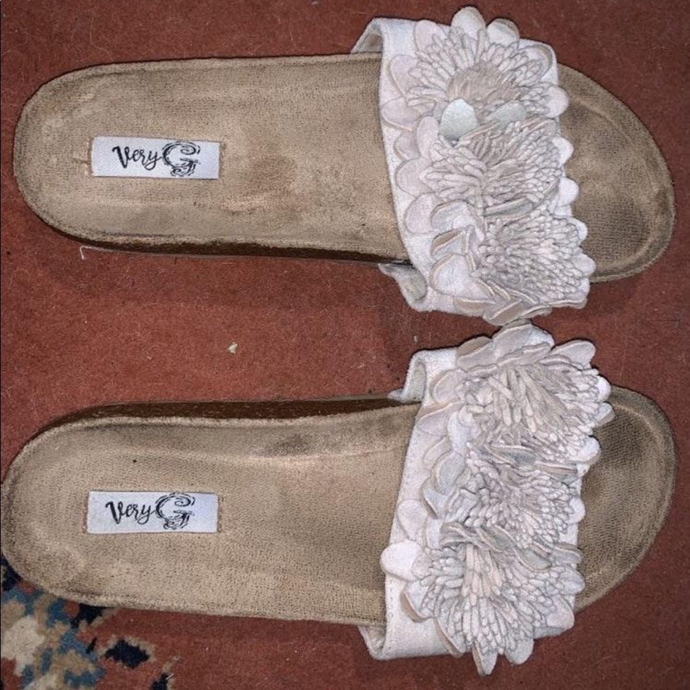 Very G Slip On Suede Flower Sandals